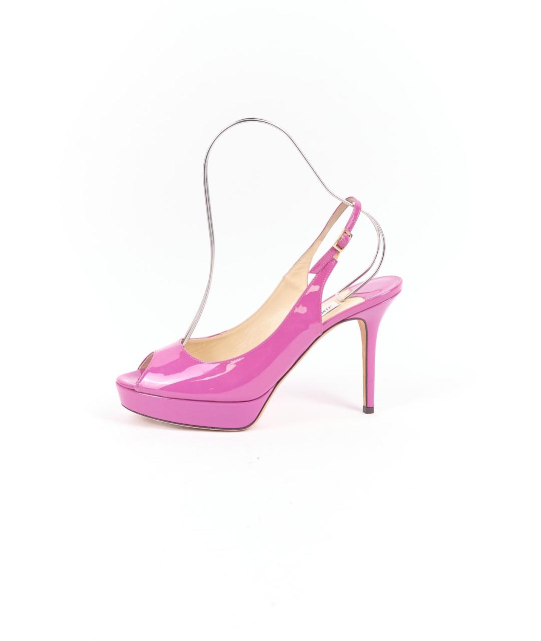 JIMMY CHOO Розовые босоножки из лакированной кожи, фото 6