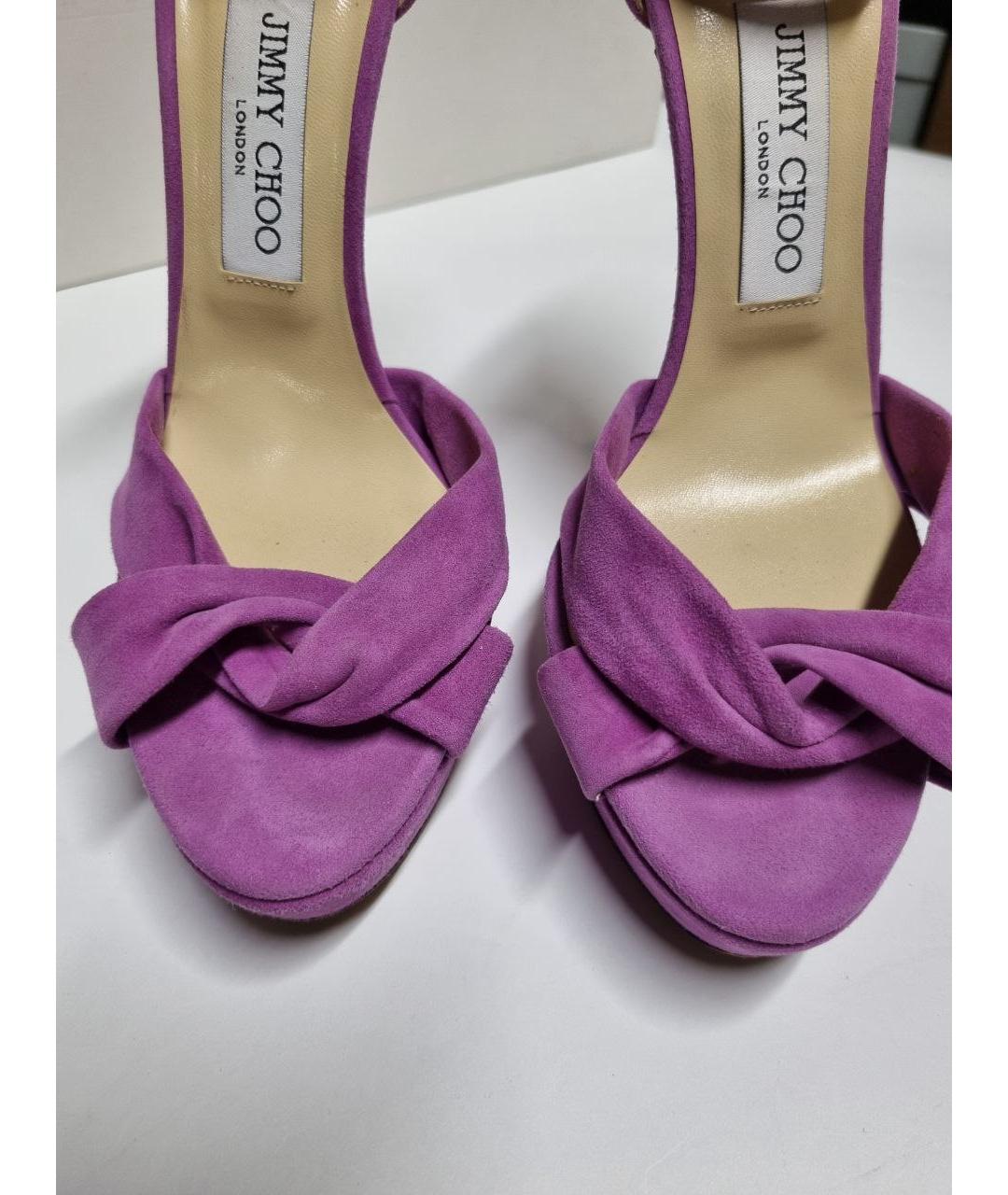 JIMMY CHOO Фиолетовые замшевые босоножки, фото 7