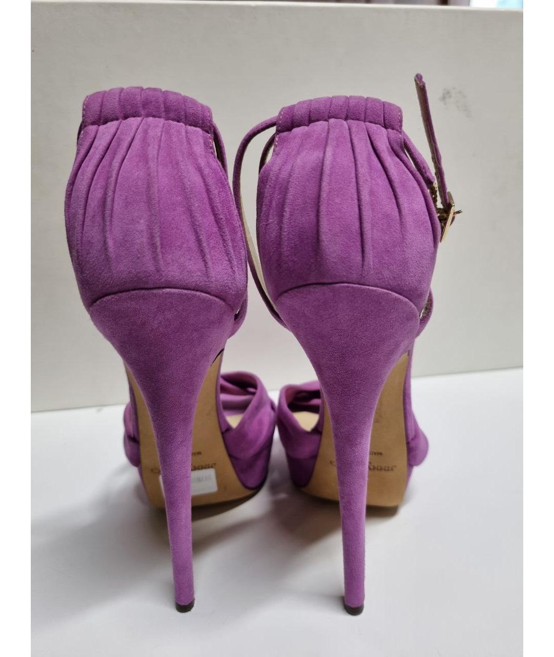 JIMMY CHOO Фиолетовые замшевые босоножки, фото 6