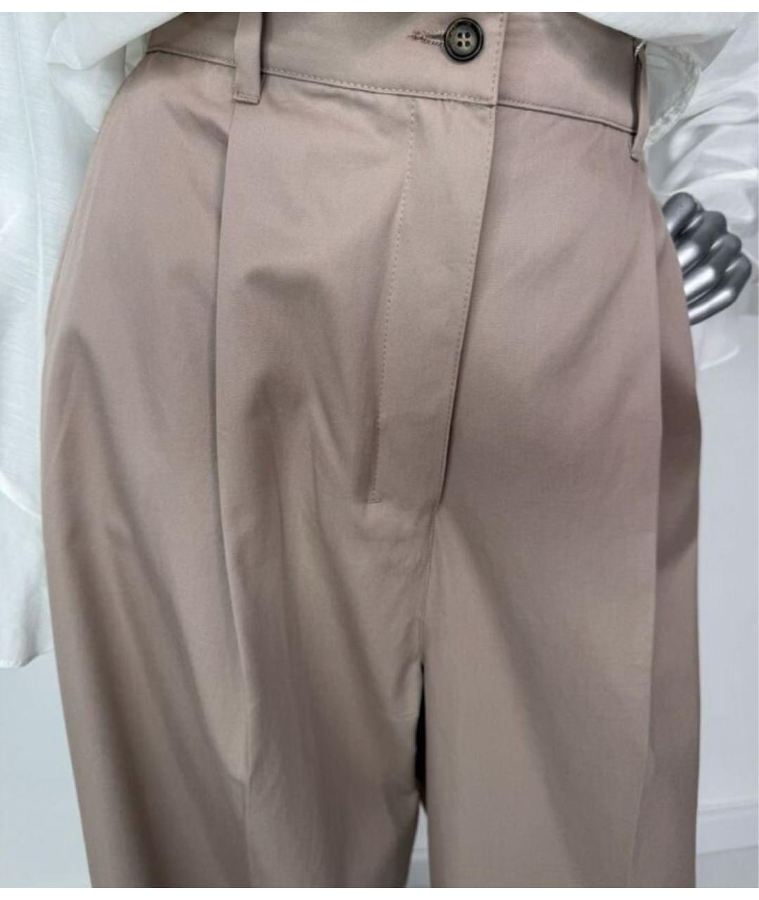 MAX MARA Бежевые хлопковые брюки широкие, фото 3