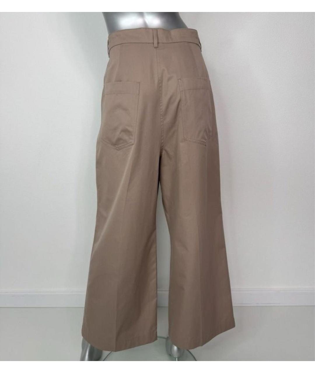 MAX MARA Бежевые хлопковые брюки широкие, фото 2