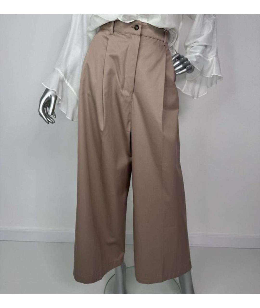 MAX MARA Бежевые хлопковые брюки широкие, фото 5