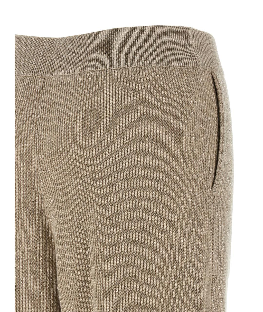 BRUNELLO CUCINELLI Золотые кашемировые прямые брюки, фото 4