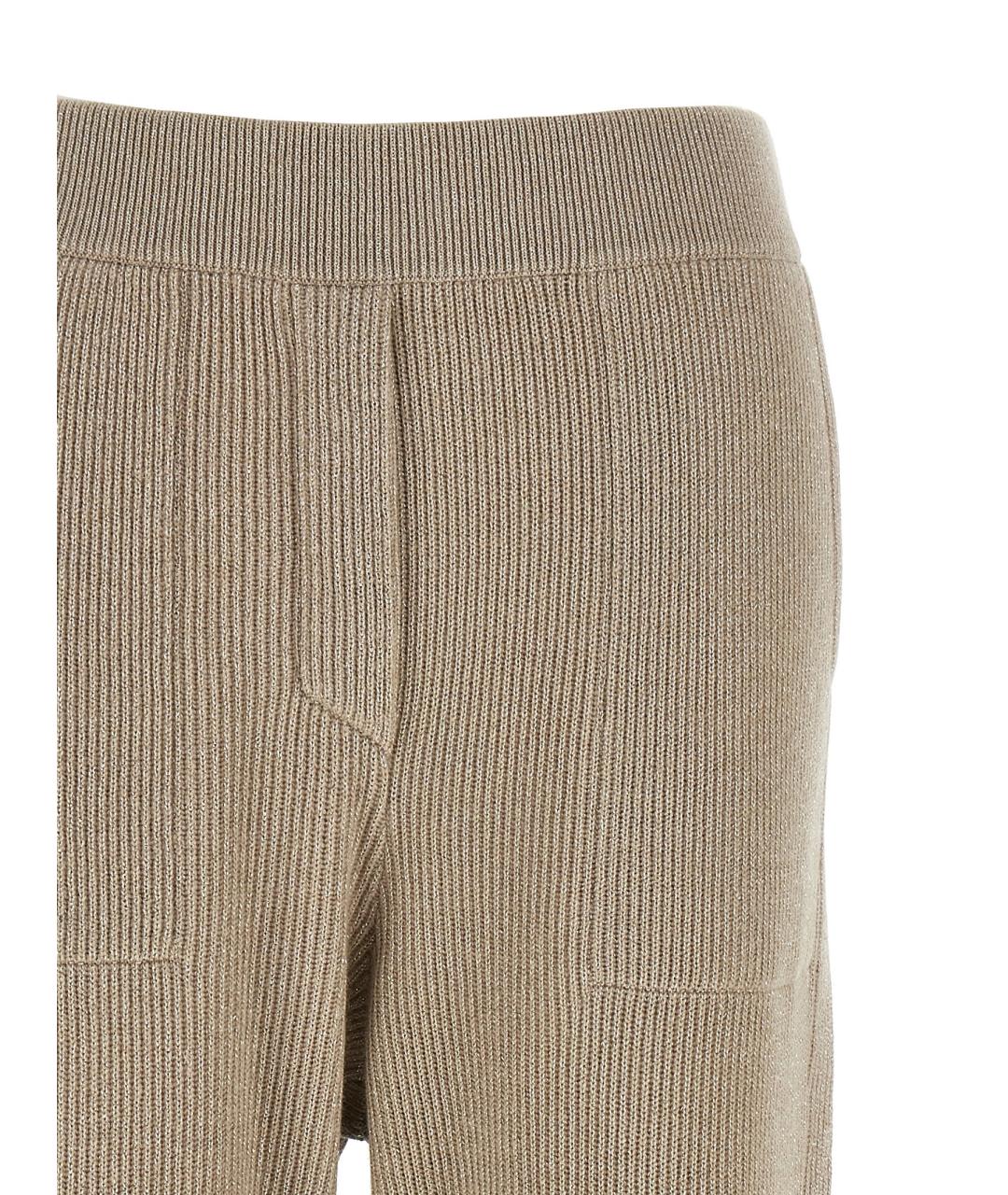 BRUNELLO CUCINELLI Золотые кашемировые прямые брюки, фото 3