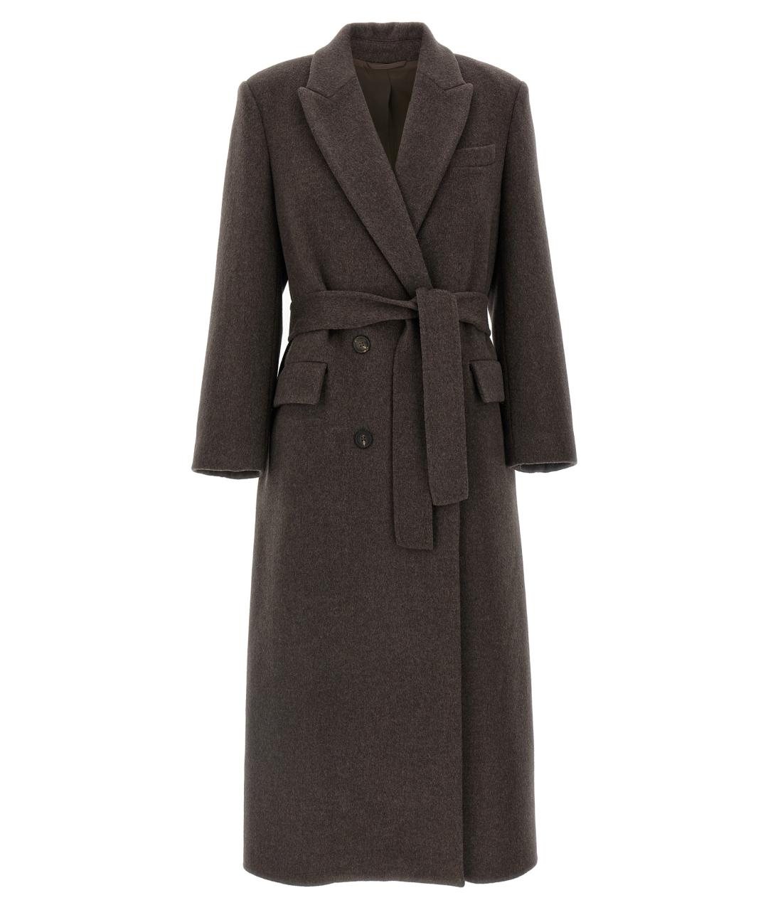 BRUNELLO CUCINELLI Коричневое шерстяное пальто, фото 1