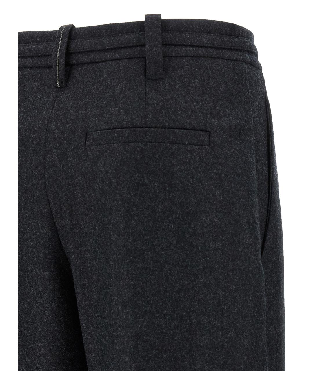 BRUNELLO CUCINELLI Серые шерстяные прямые брюки, фото 4