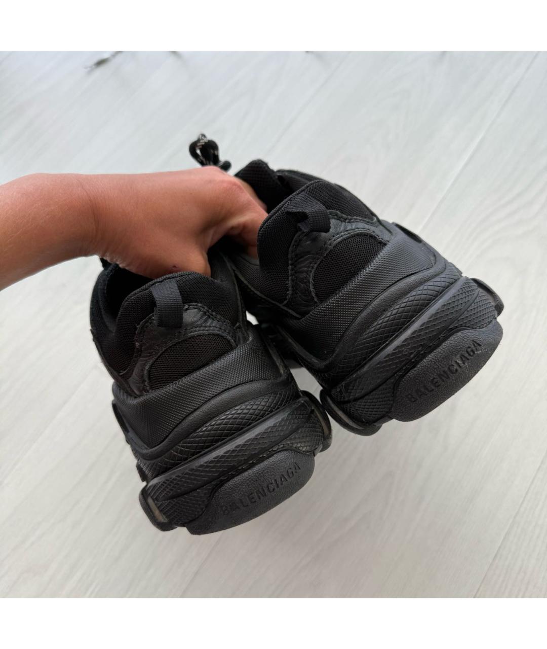 BALENCIAGA Черные кожаные кроссовки, фото 4
