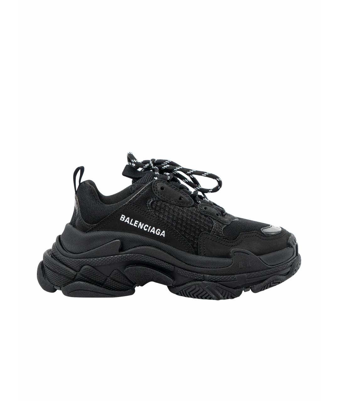 BALENCIAGA Черные кожаные кроссовки, фото 1