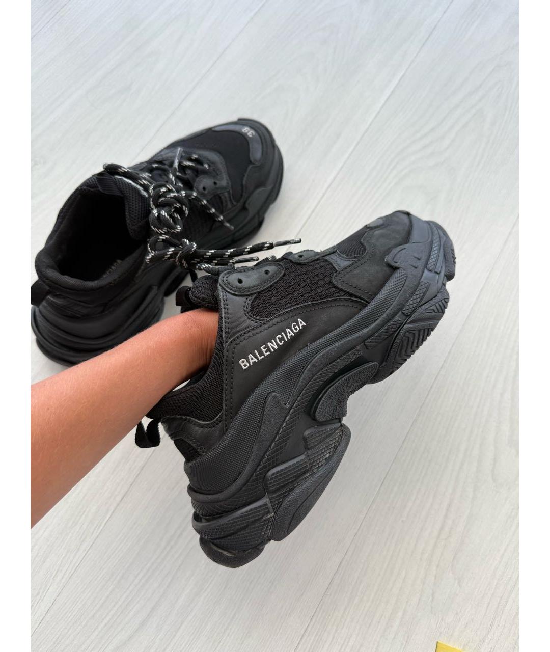 BALENCIAGA Черные кожаные кроссовки, фото 8