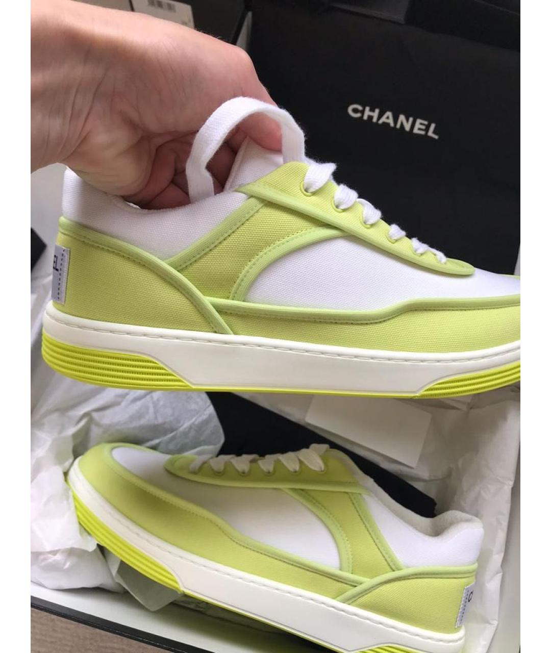 CHANEL Желтые текстильные кеды, фото 2