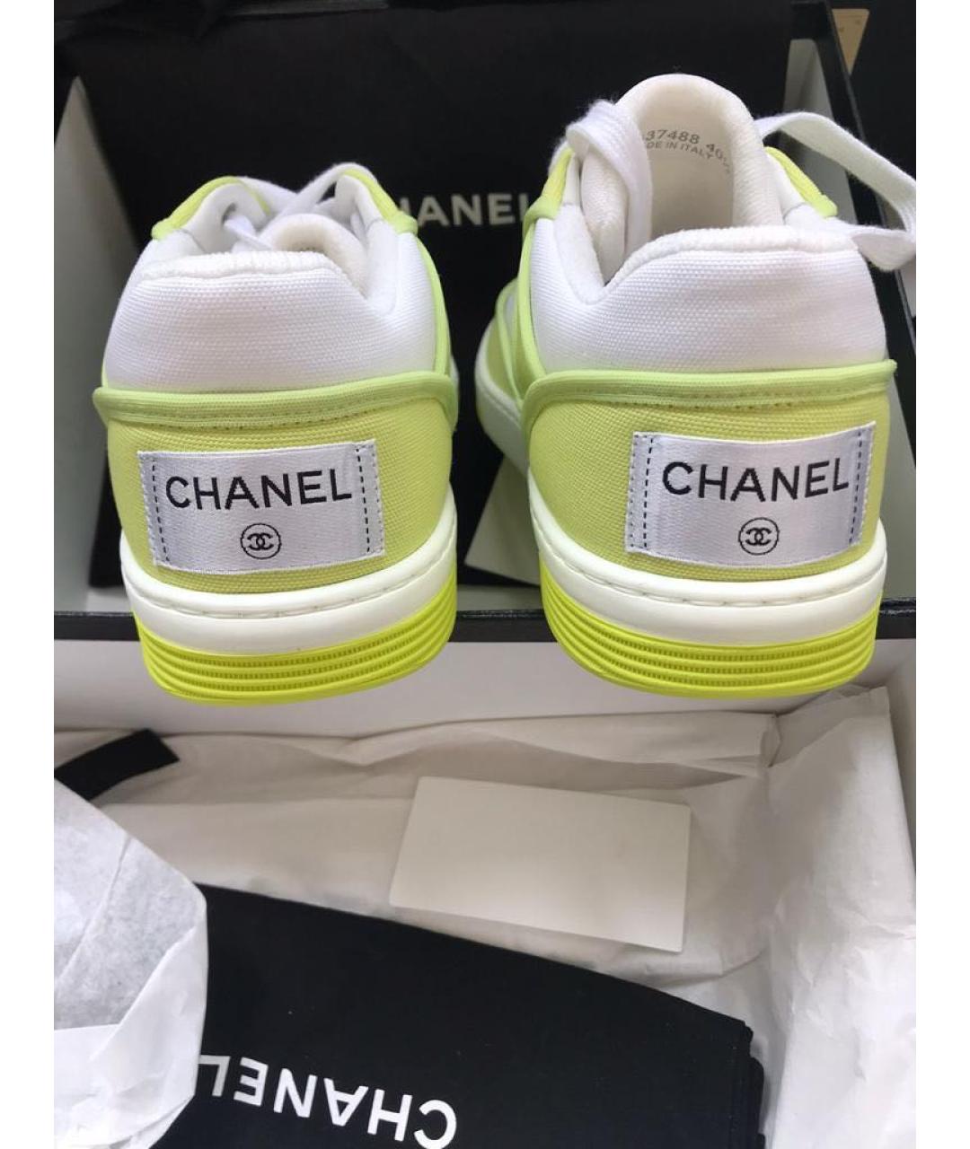CHANEL Желтые текстильные кеды, фото 3