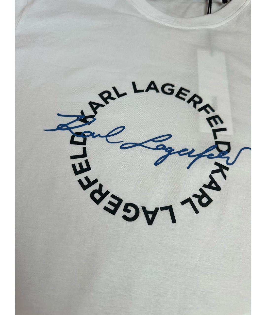 KARL LAGERFELD Белая хлопковая футболка, фото 4