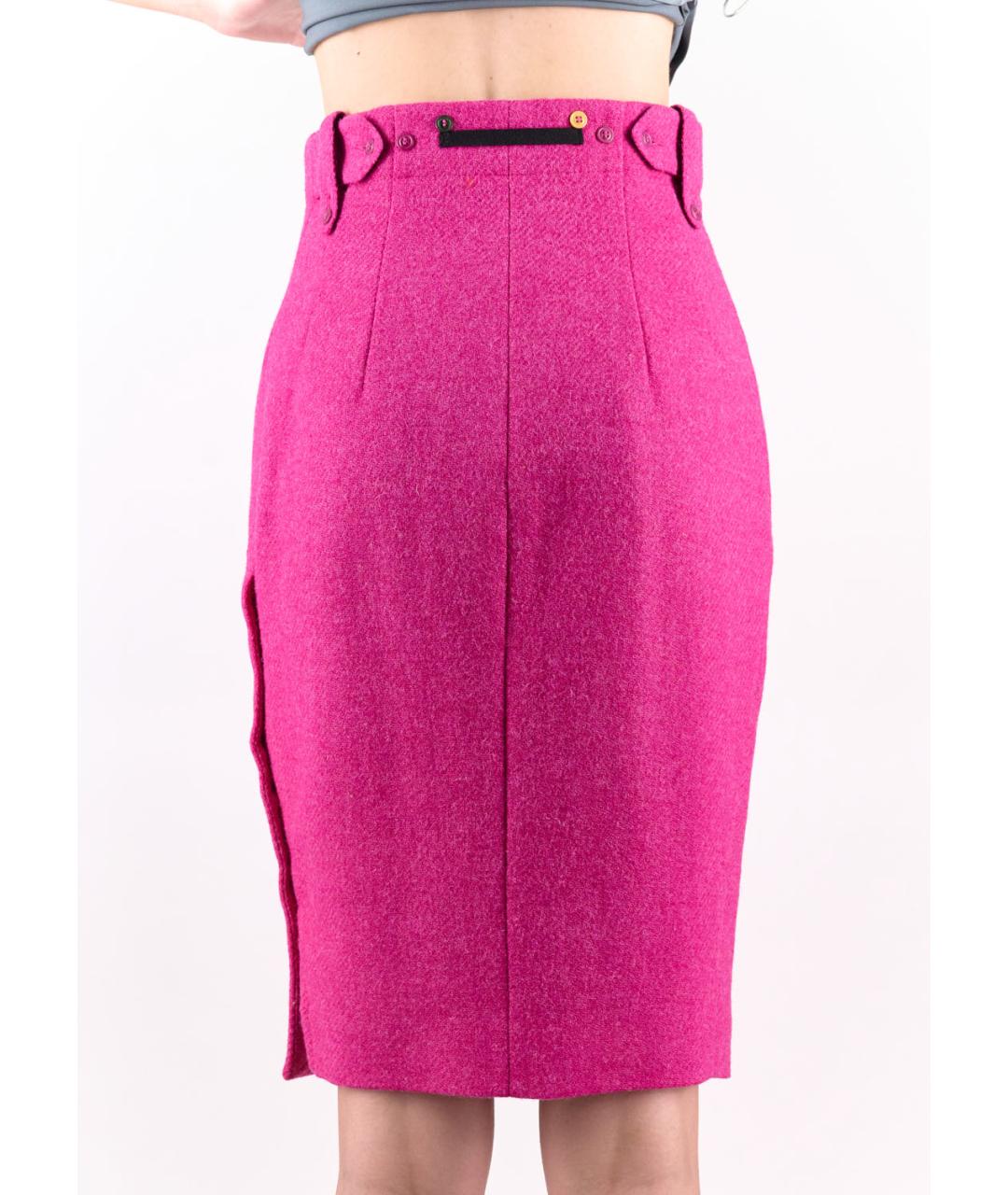 PAUL SMITH Фуксия шерстяная юбка миди, фото 4