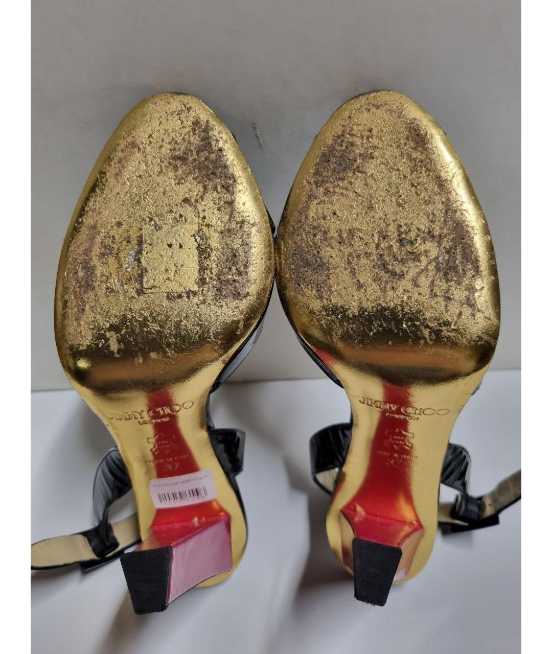 JIMMY CHOO Черные босоножки из лакированной кожи, фото 5