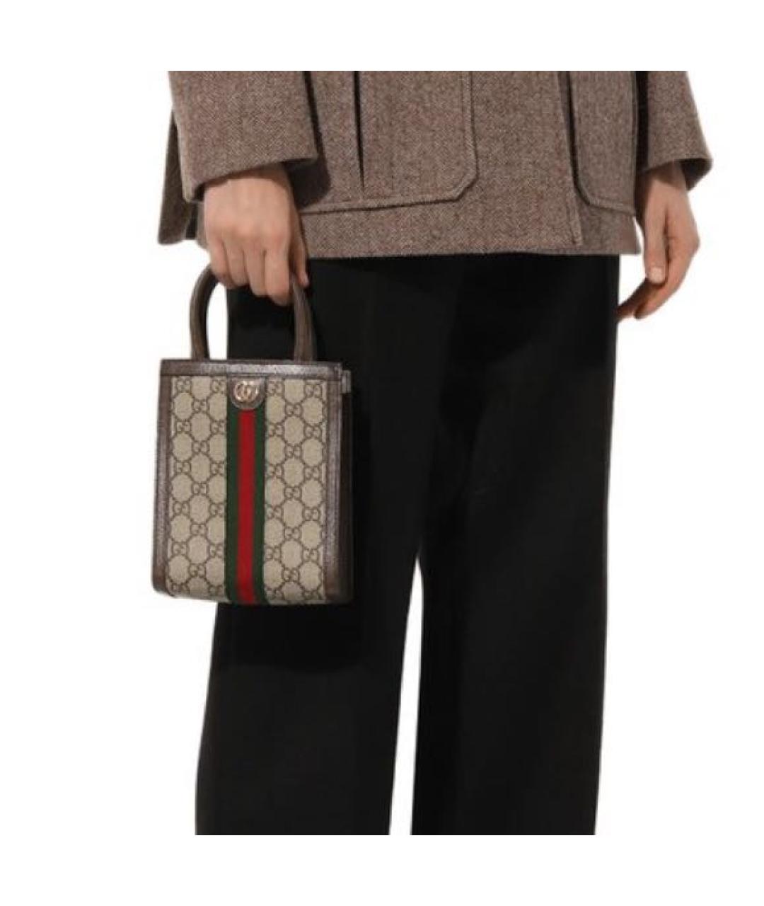 GUCCI Бежевая тканевая сумка через плечо, фото 2