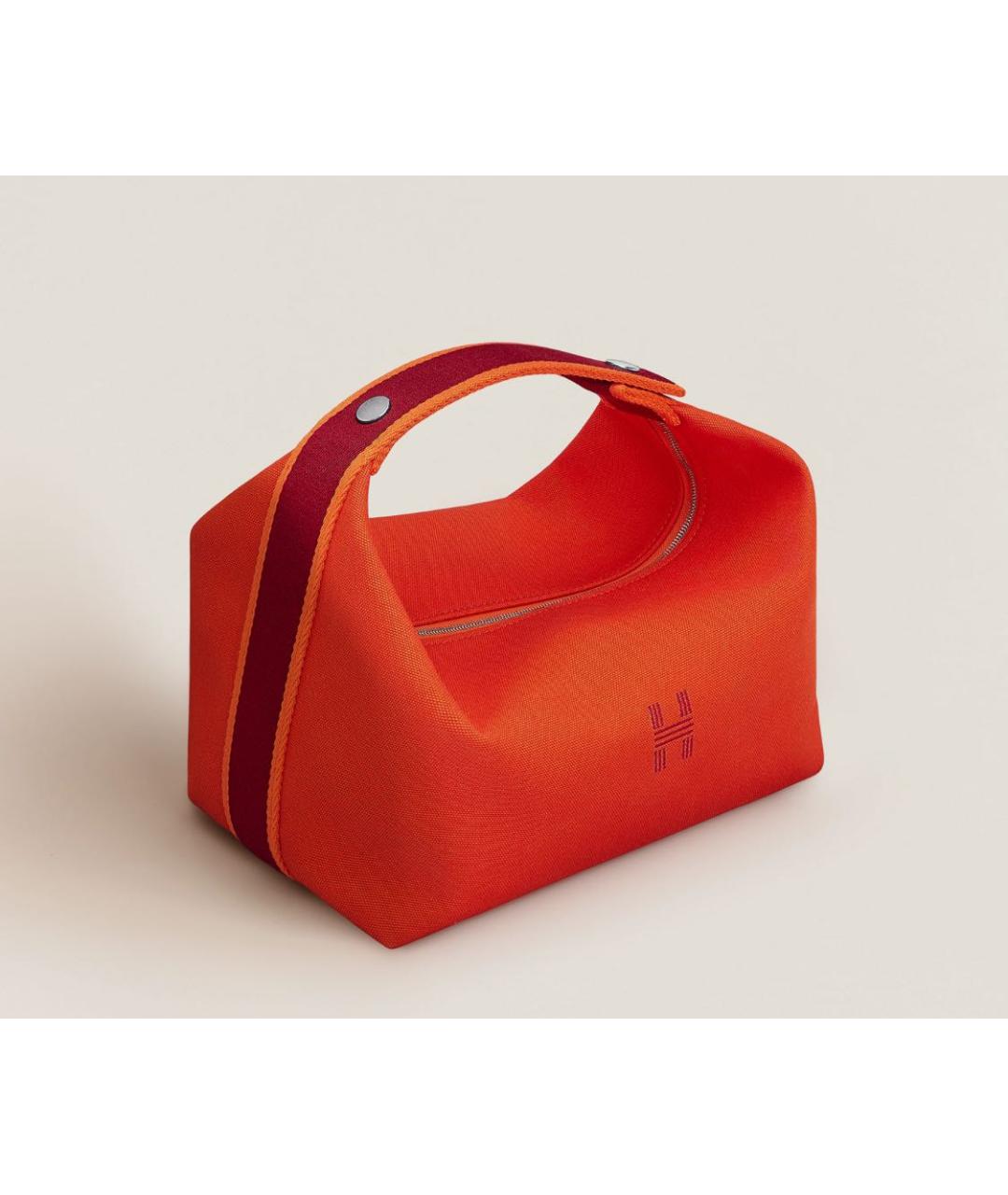 HERMES Оранжевая хлопковая косметичка, фото 4