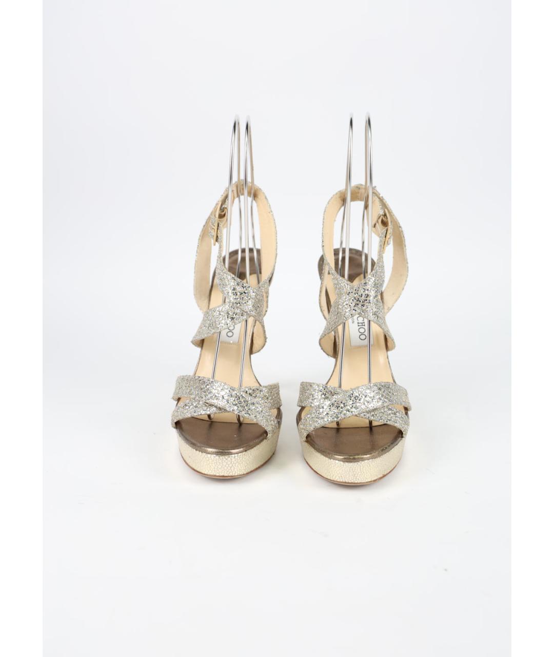 JIMMY CHOO Золотые босоножки, фото 2