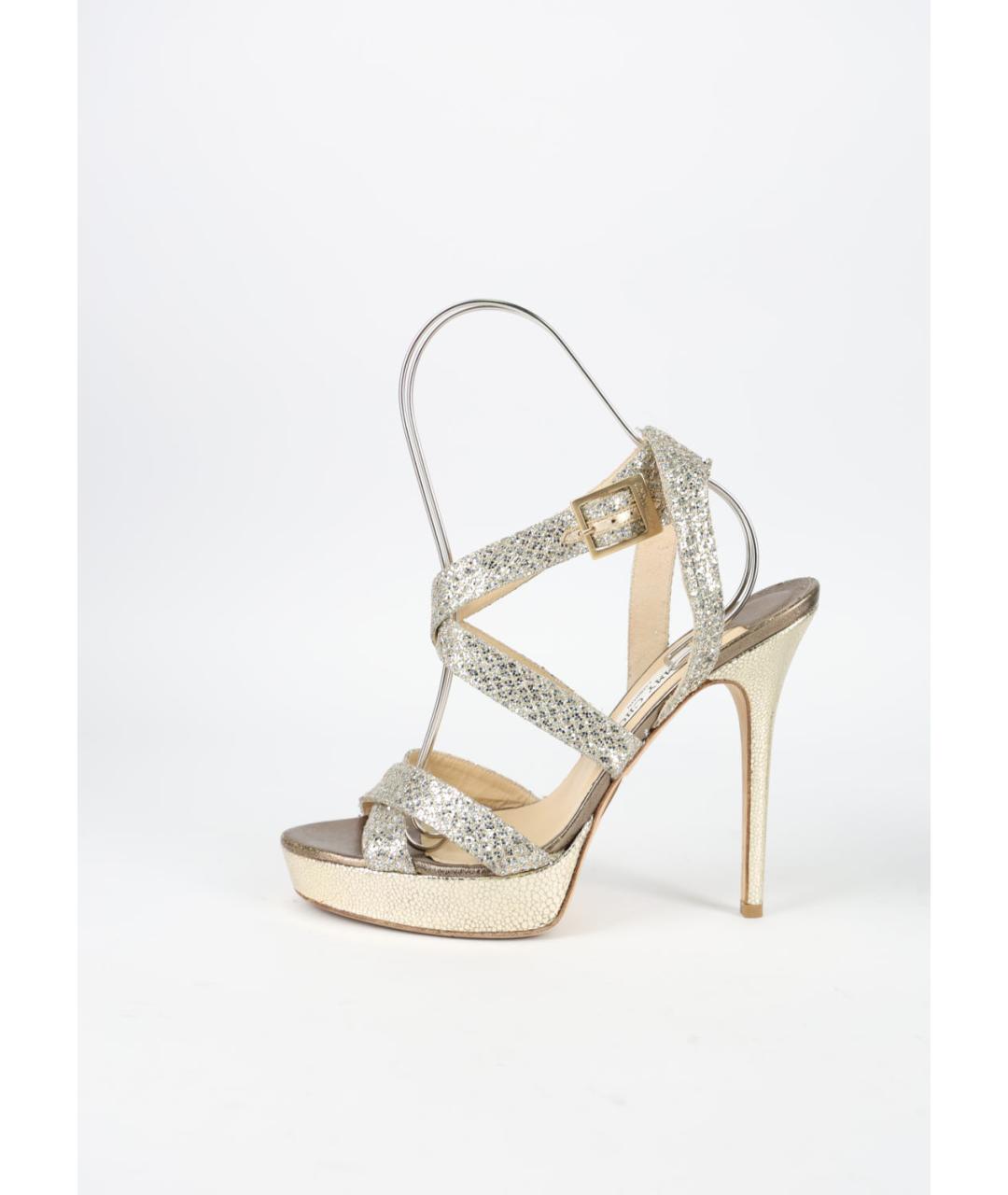 JIMMY CHOO Золотые босоножки, фото 6