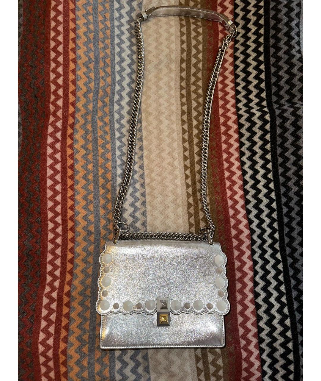 FENDI Серебряная кожаная сумка через плечо, фото 8