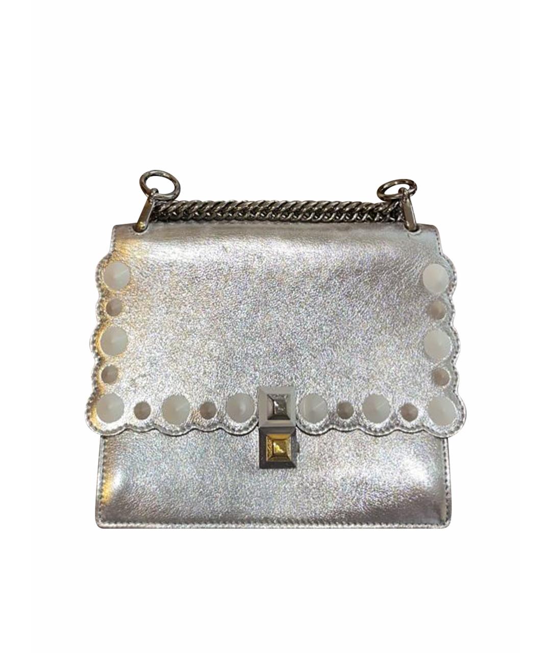 FENDI Серебряная кожаная сумка через плечо, фото 1