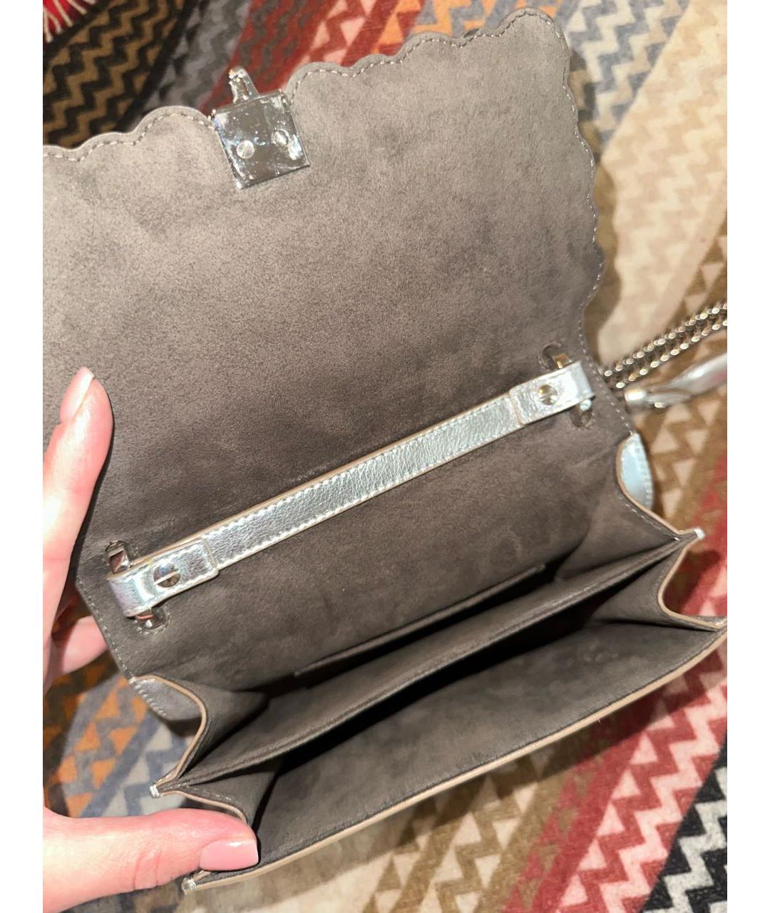 FENDI Серебряная кожаная сумка через плечо, фото 4