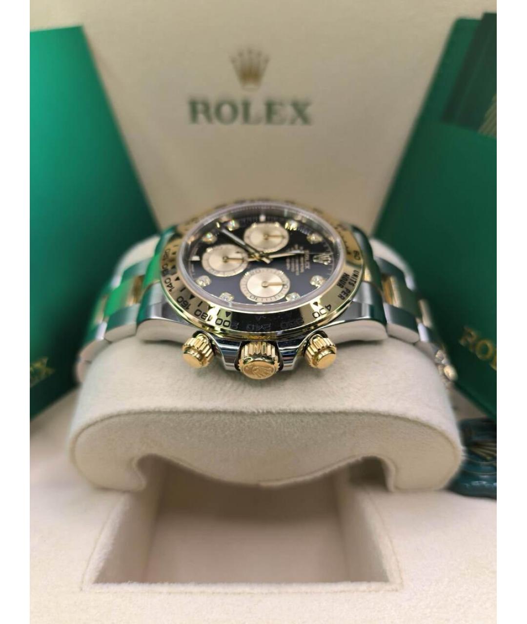 ROLEX Черные часы из желтого золота, фото 4