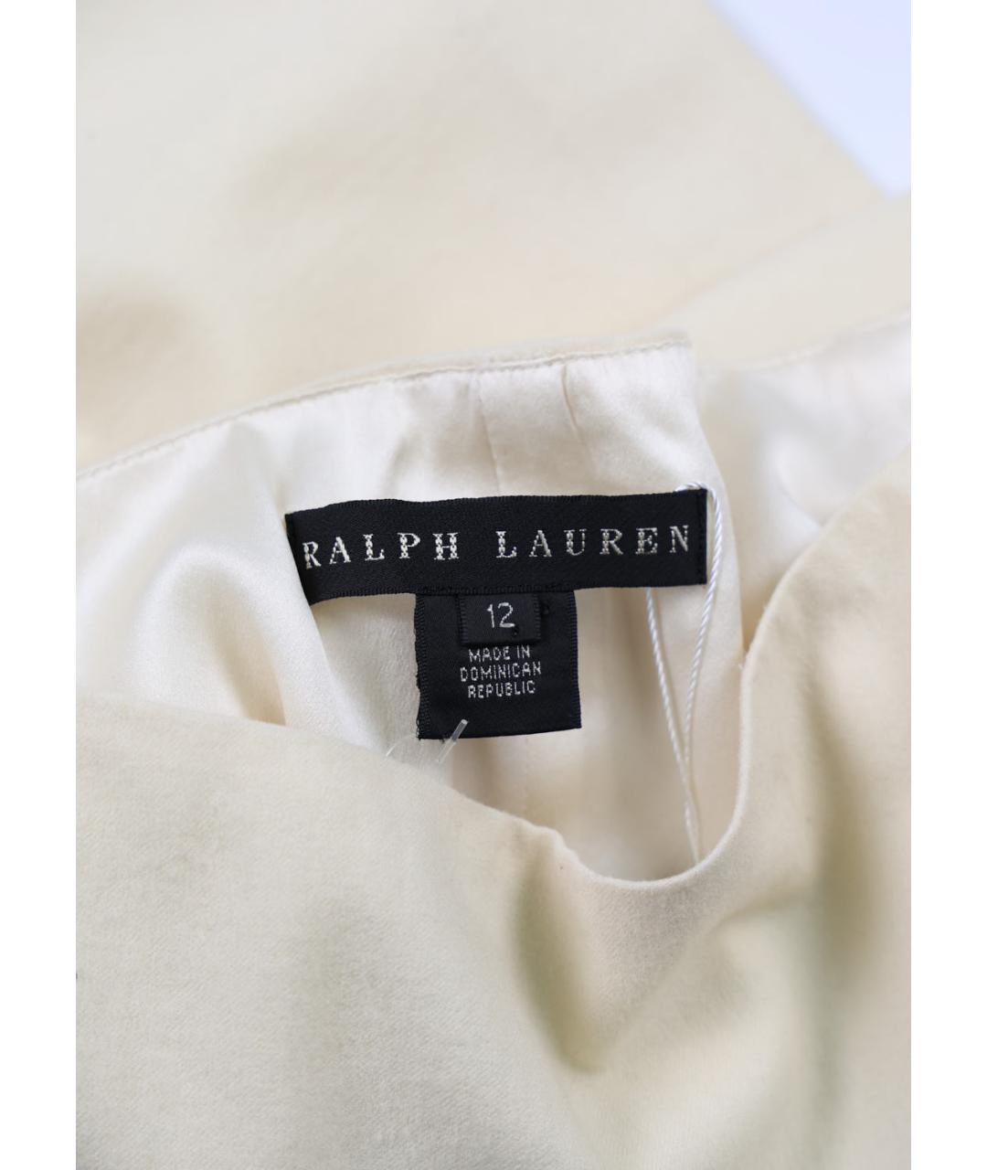 RALPH LAUREN Бежевая шерстяная юбка миди, фото 5