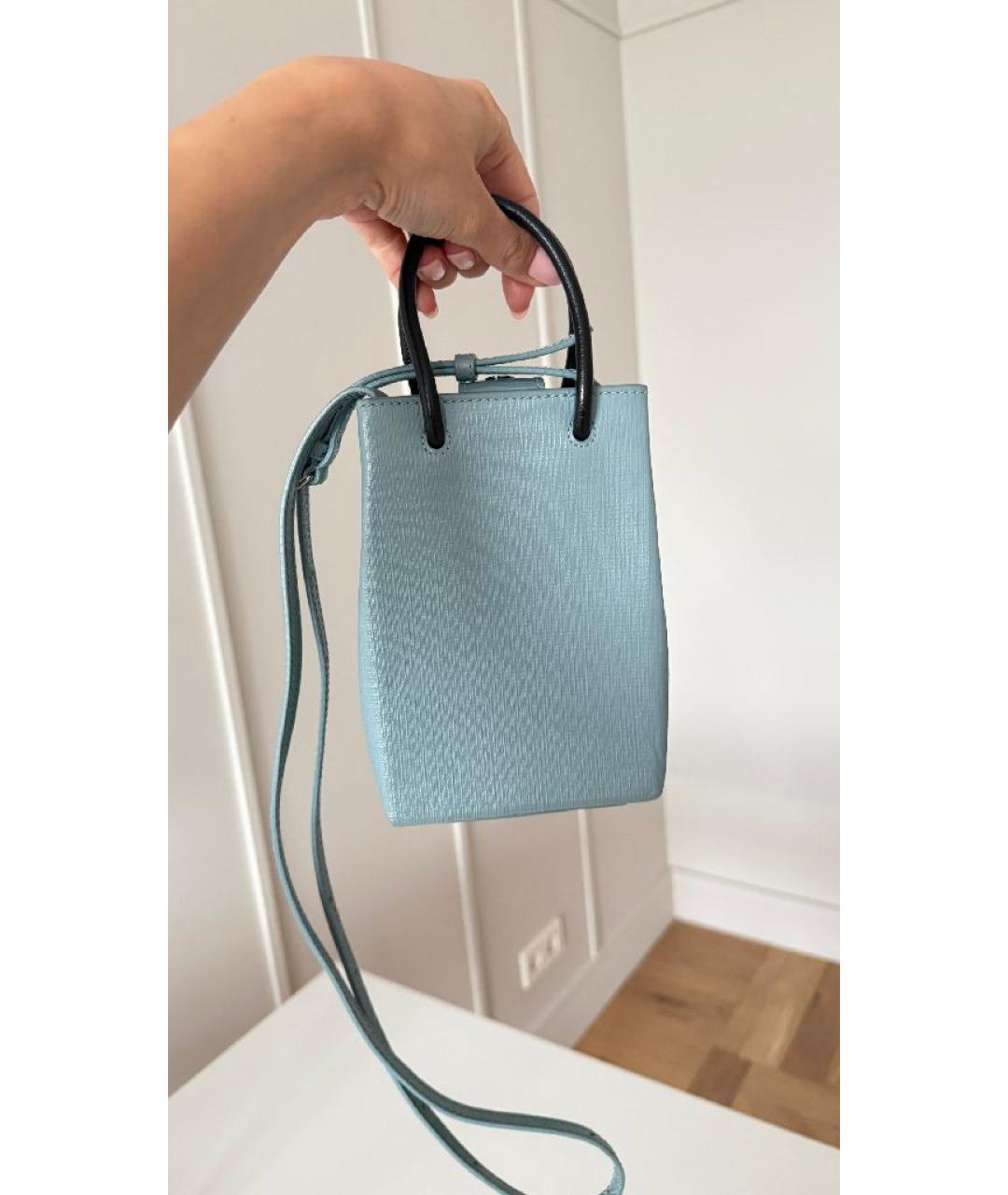 BALENCIAGA Голубая кожаная сумка через плечо, фото 3
