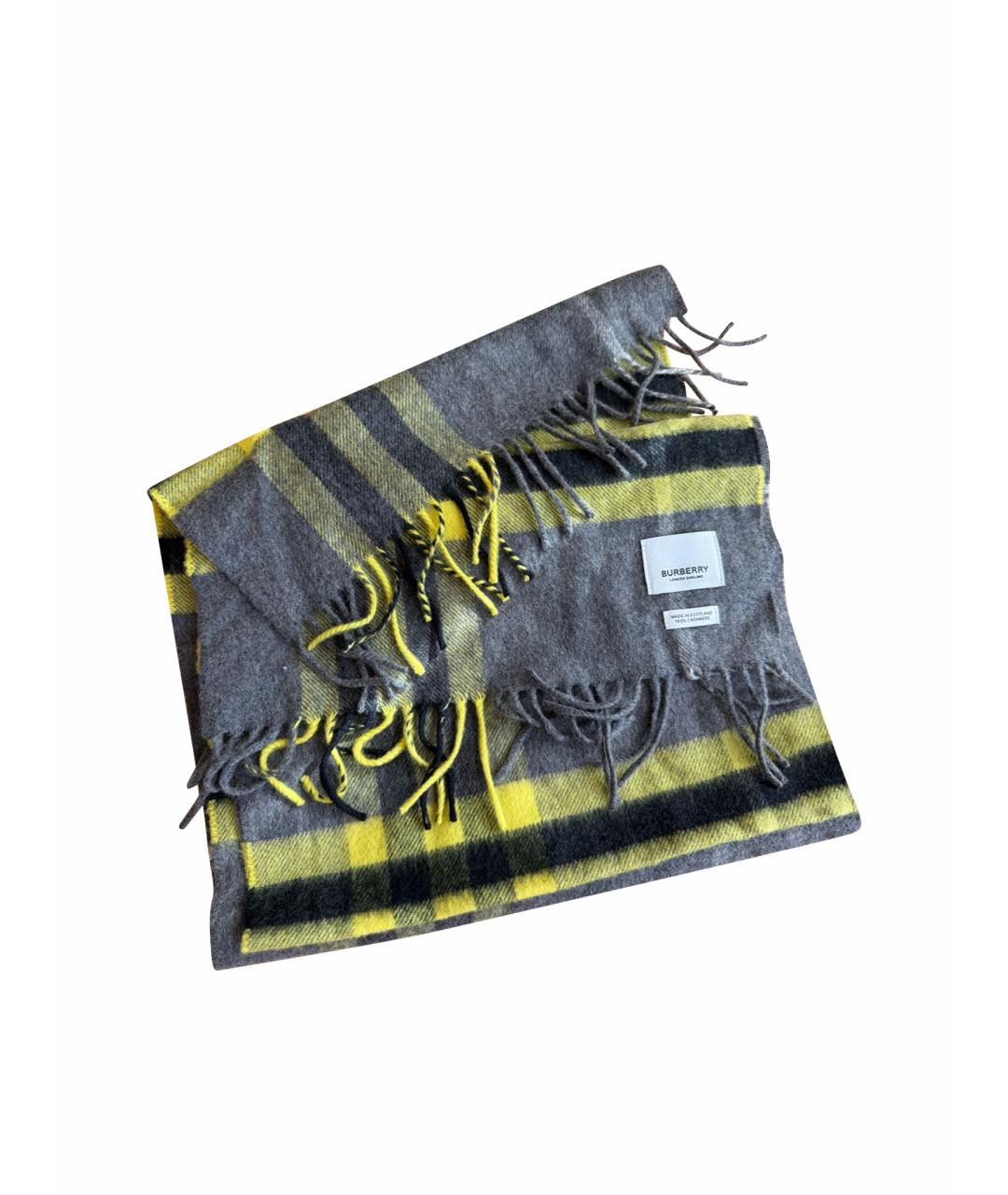 BURBERRY Серый кашемировый шарф, фото 1