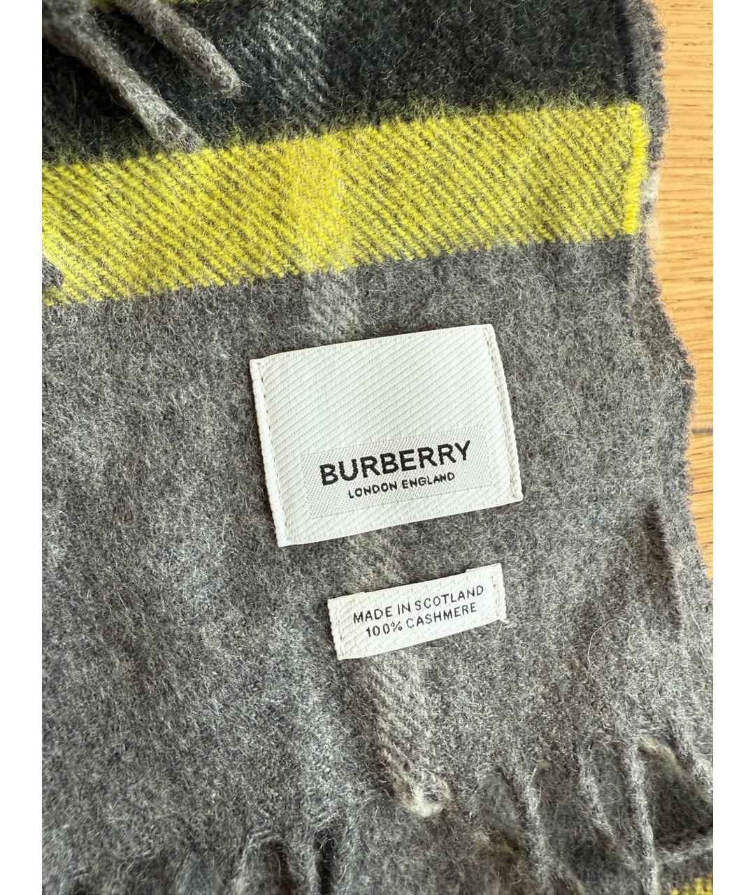 BURBERRY Серый кашемировый шарф, фото 2
