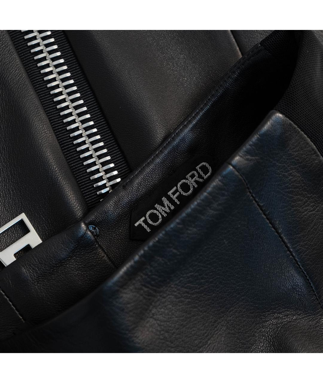 TOM FORD Черная кожаная юбка миди, фото 4