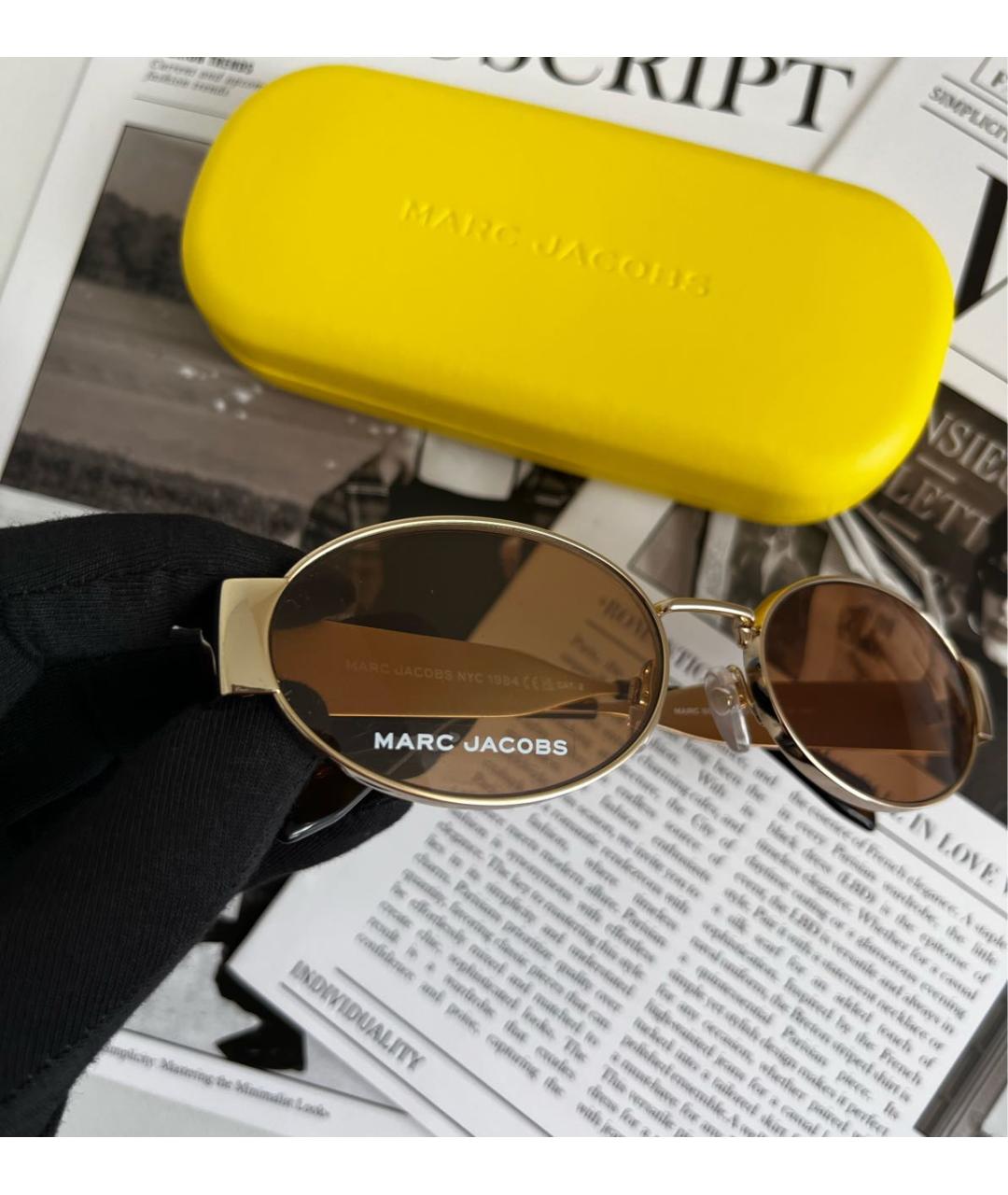 MARC JACOBS Золотые металлические солнцезащитные очки, фото 4