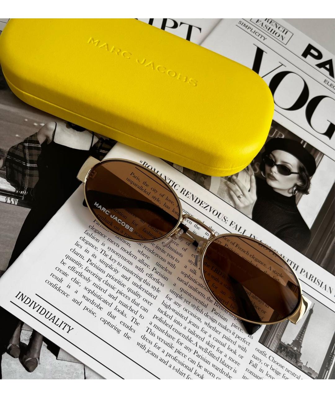 MARC JACOBS Золотые металлические солнцезащитные очки, фото 2