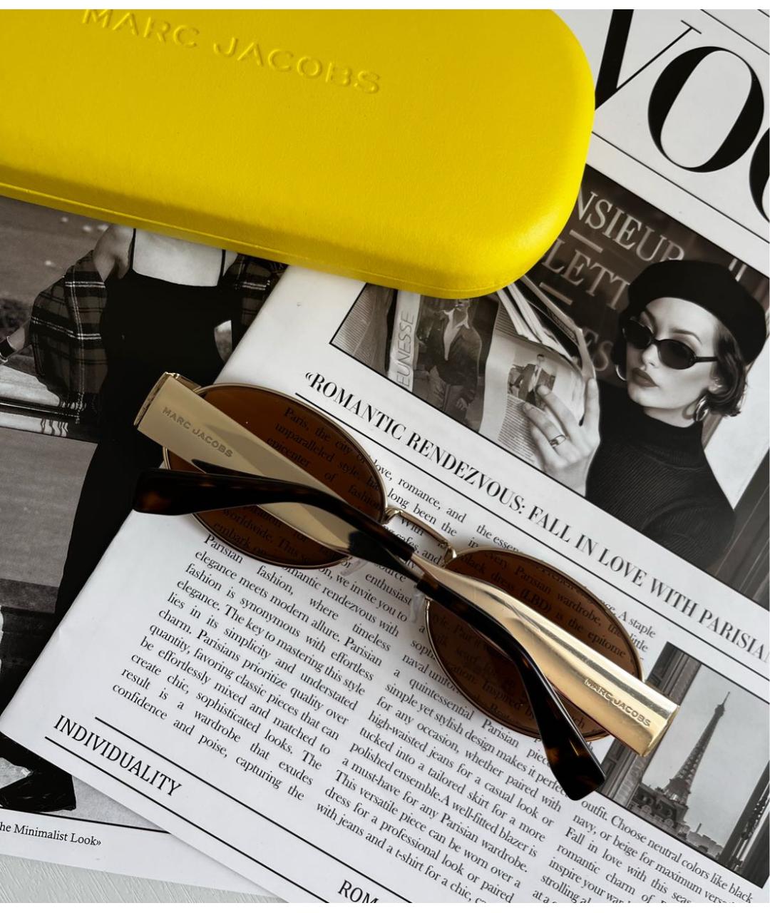 MARC JACOBS Золотые металлические солнцезащитные очки, фото 3