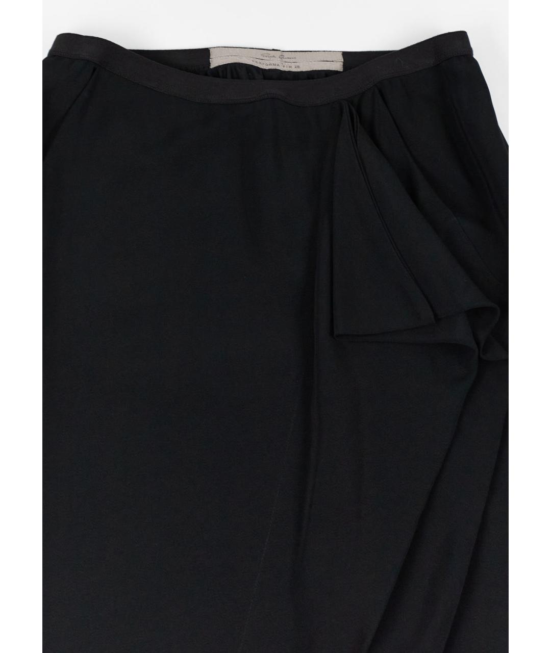 RICK OWENS Черная вискозная юбка макси, фото 3