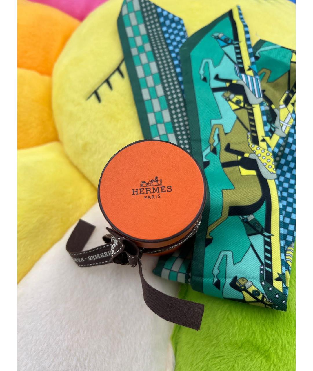 HERMES Зеленый шелковый платок, фото 5