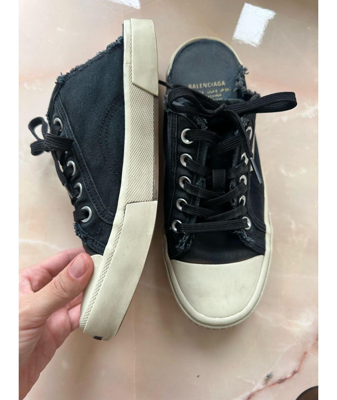 BALENCIAGA Темно-синие текстильные кеды, фото 4