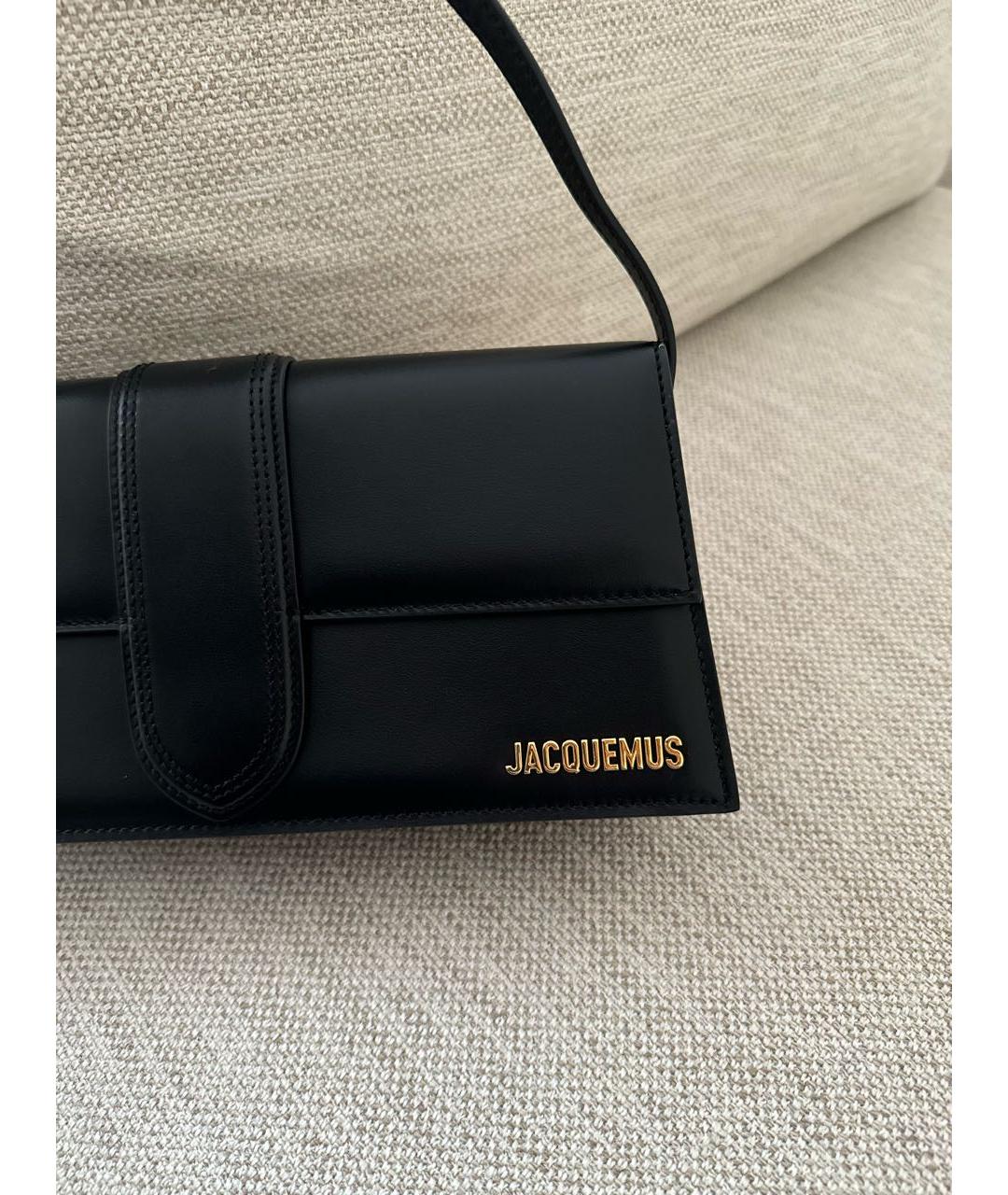 JACQUEMUS Черная кожаная сумка с короткими ручками, фото 2