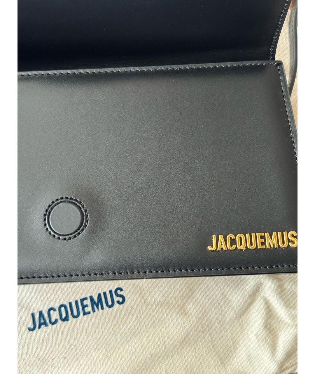 JACQUEMUS Черная кожаная сумка с короткими ручками, фото 6