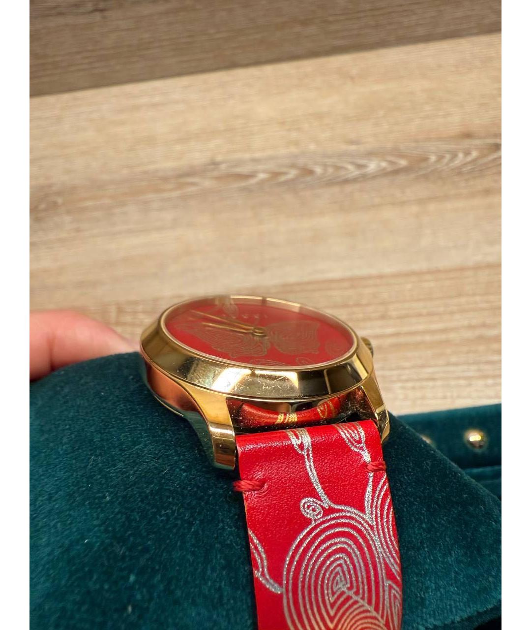 GUCCI Бордовые часы, фото 4