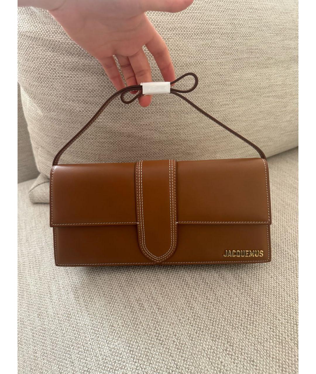JACQUEMUS Коричневая кожаная сумка с короткими ручками, фото 2