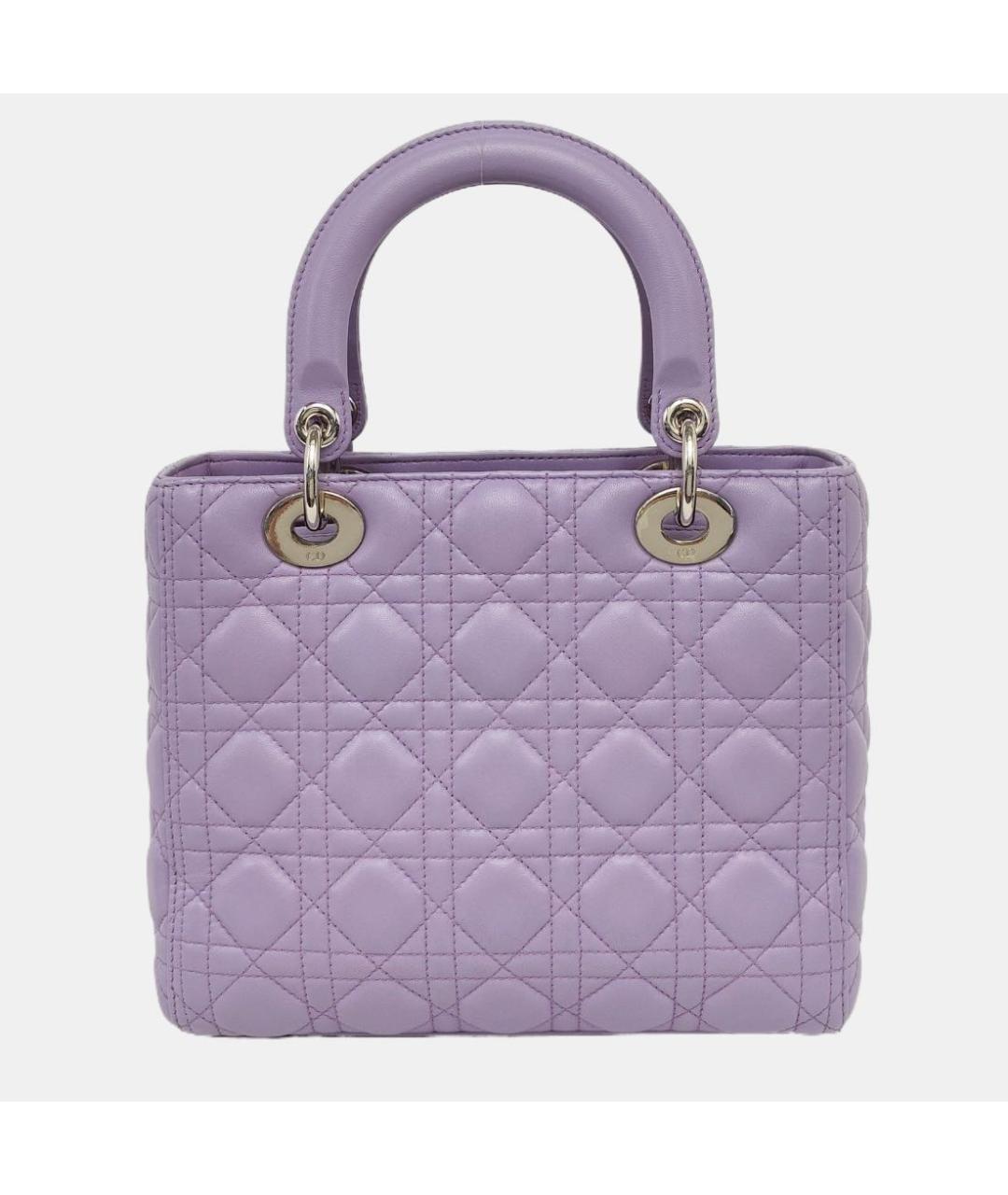 CHRISTIAN DIOR Фиолетовая кожаная сумка с короткими ручками, фото 4