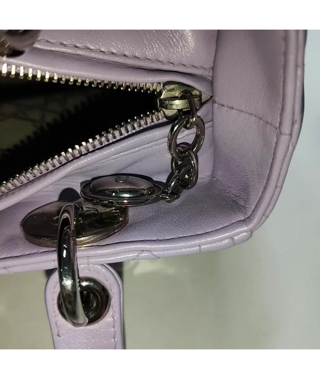 CHRISTIAN DIOR Фиолетовая кожаная сумка с короткими ручками, фото 7