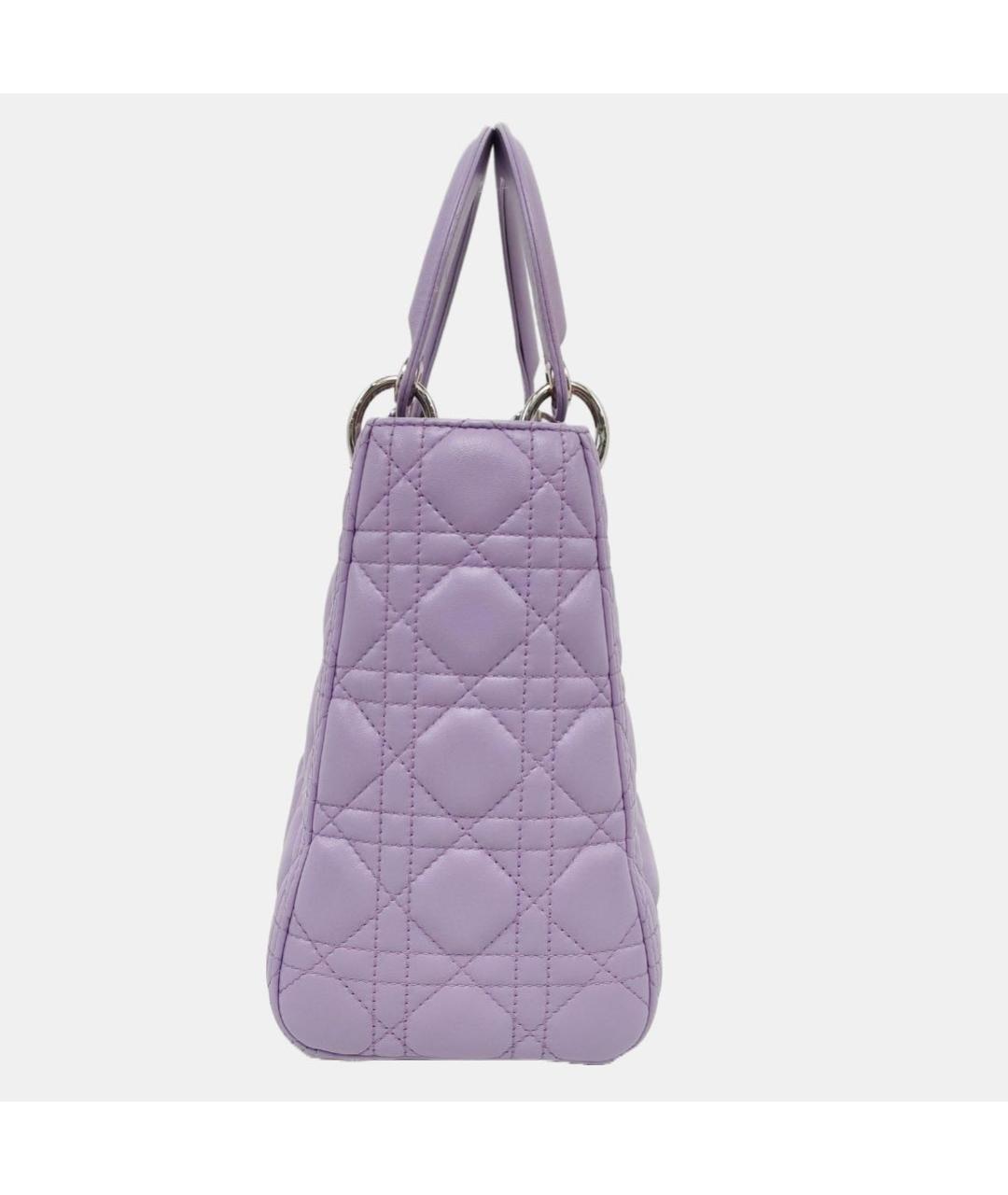 CHRISTIAN DIOR Фиолетовая кожаная сумка с короткими ручками, фото 3