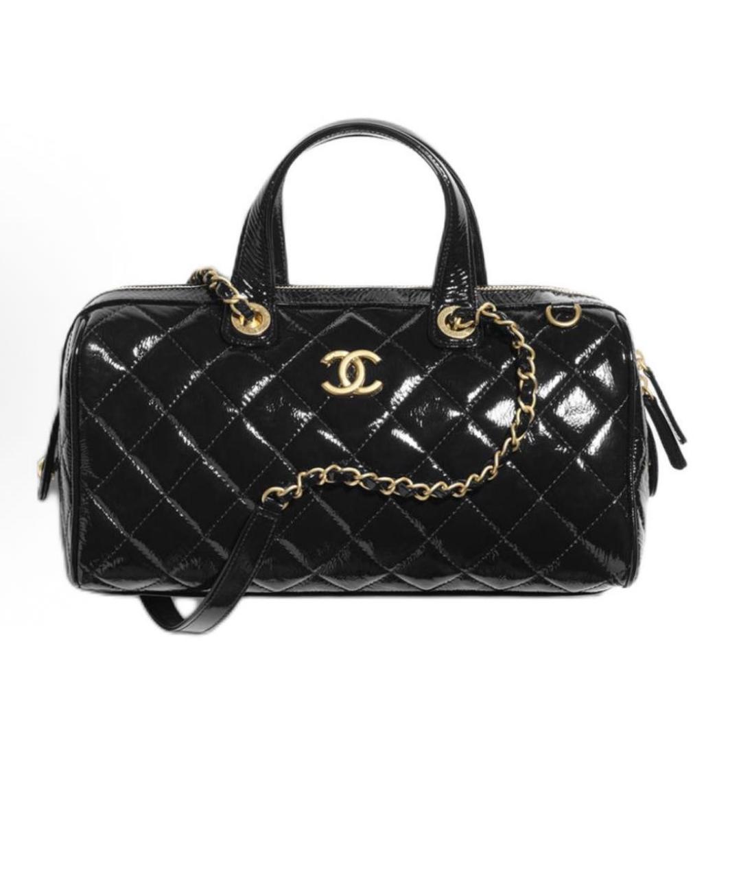 CHANEL Черная кожаная сумка с короткими ручками, фото 8