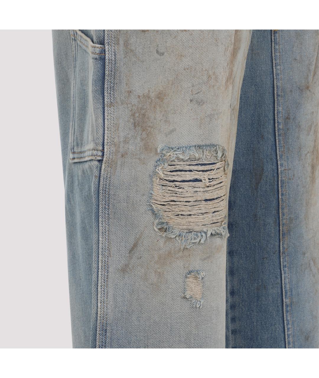 GOLDEN GOOSE DELUXE BRAND Голубые хлопковые прямые джинсы, фото 4