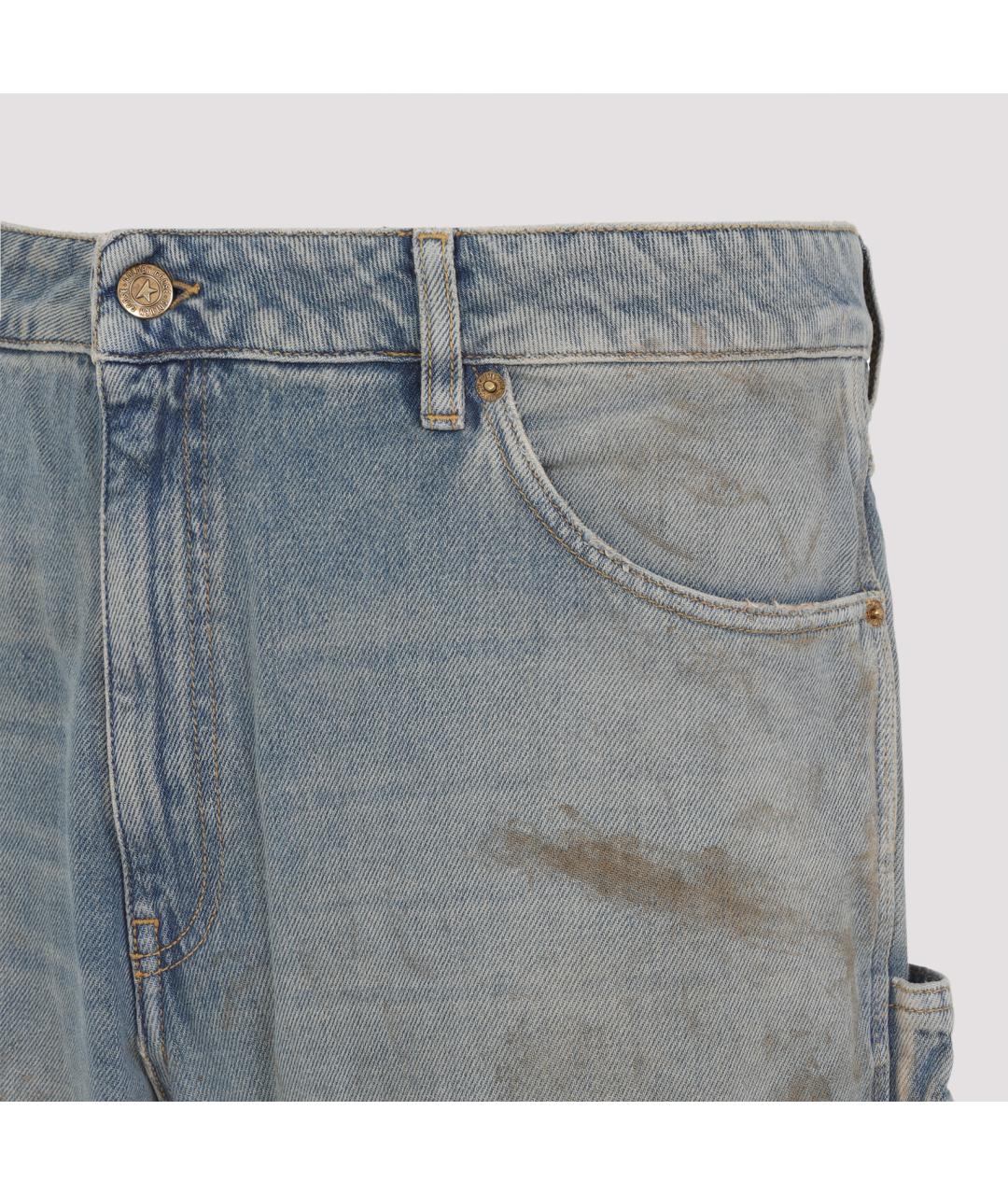 GOLDEN GOOSE DELUXE BRAND Голубые хлопковые прямые джинсы, фото 3
