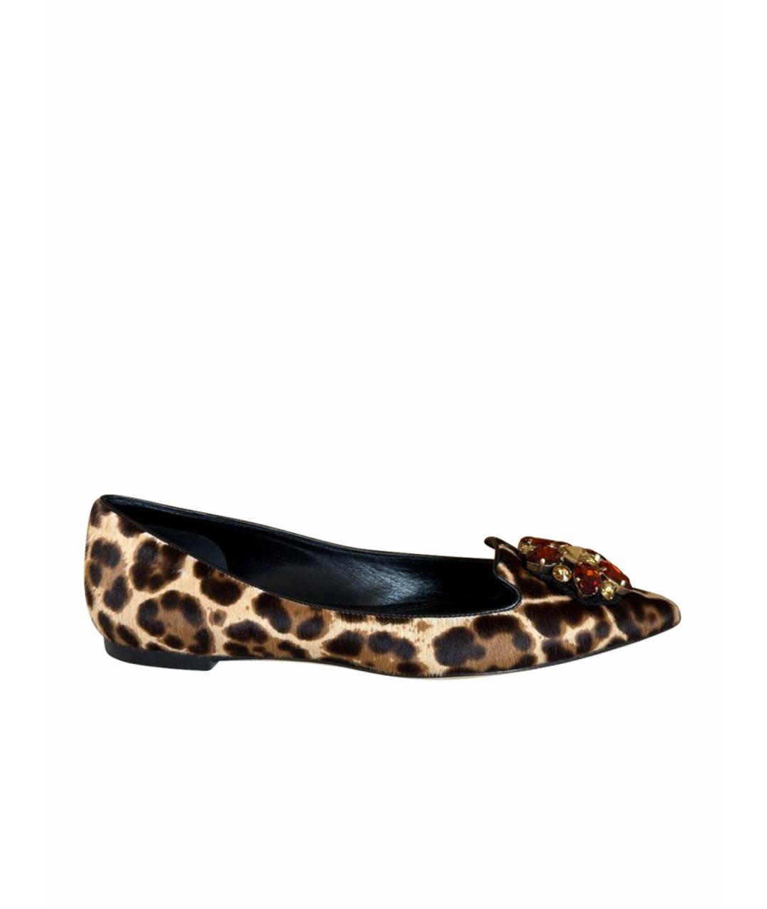 DOLCE&GABBANA Коричневые текстильные балетки, фото 1