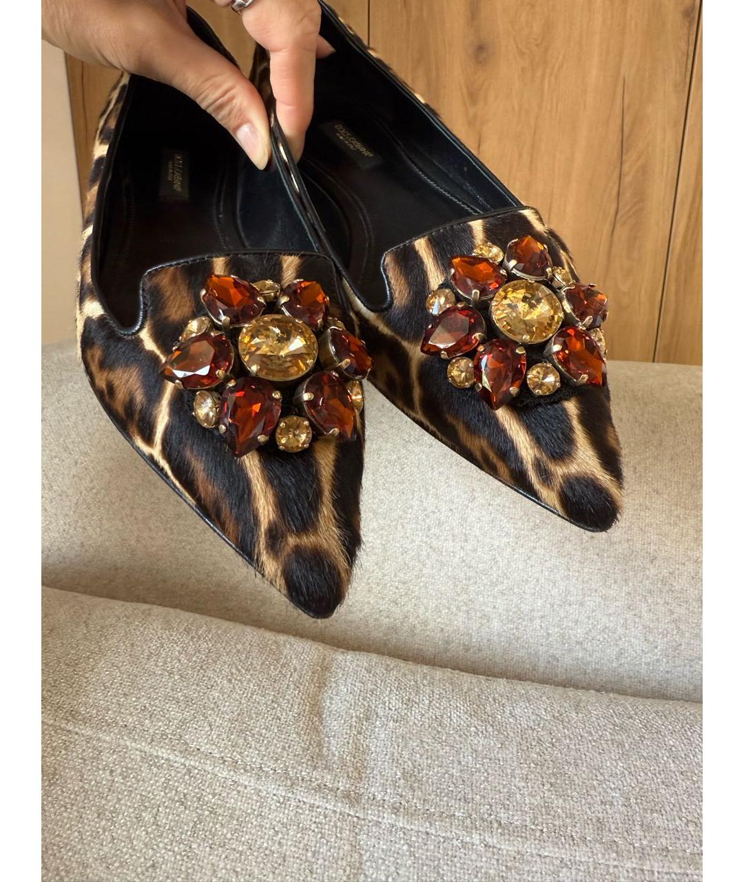 DOLCE&GABBANA Коричневые текстильные балетки, фото 5