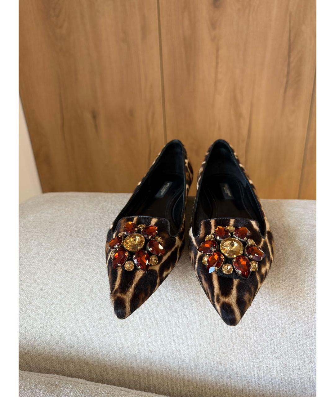 DOLCE&GABBANA Коричневые текстильные балетки, фото 3